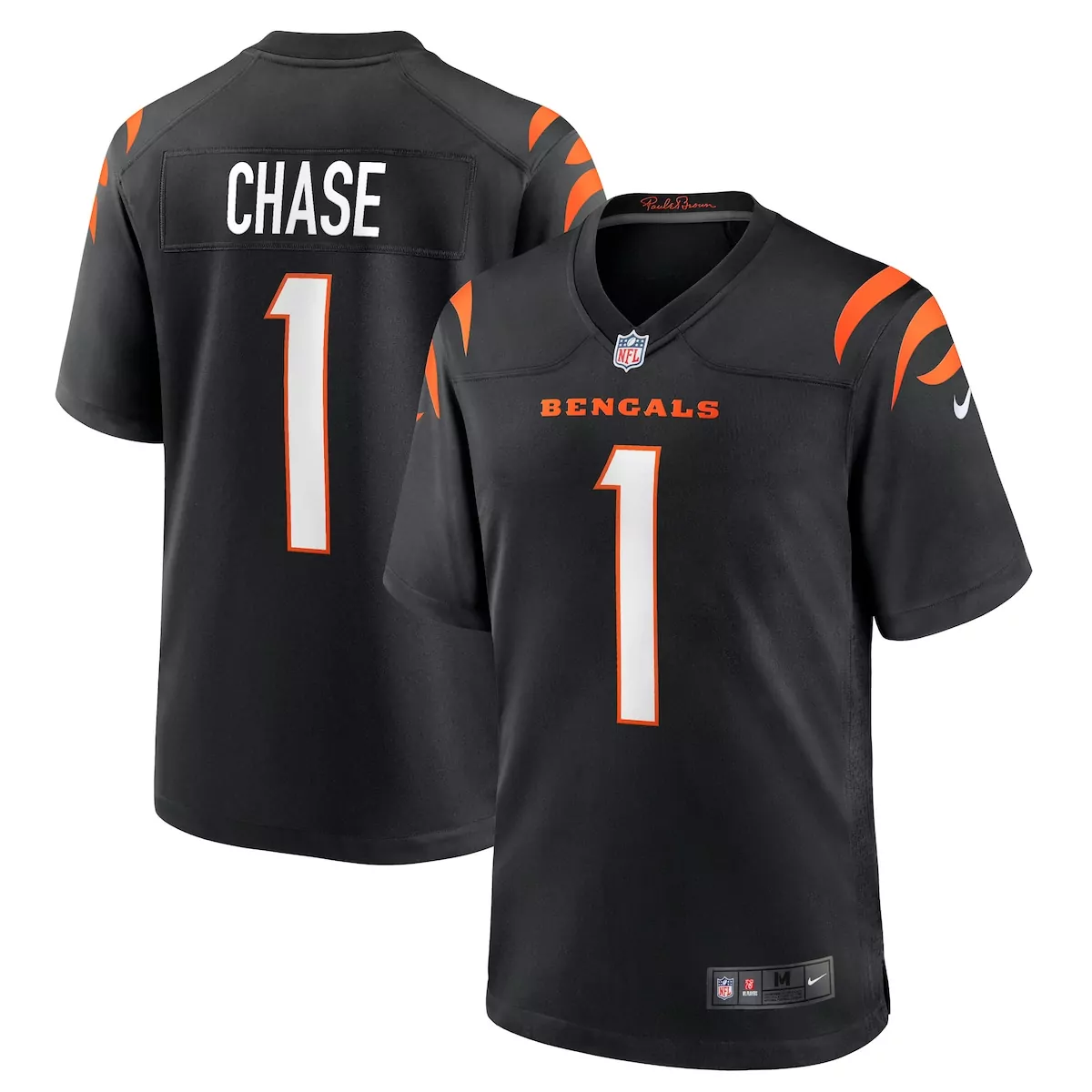 Ja'marr Chase 1 Bengals Jersey Black Men Standard Orange White Game