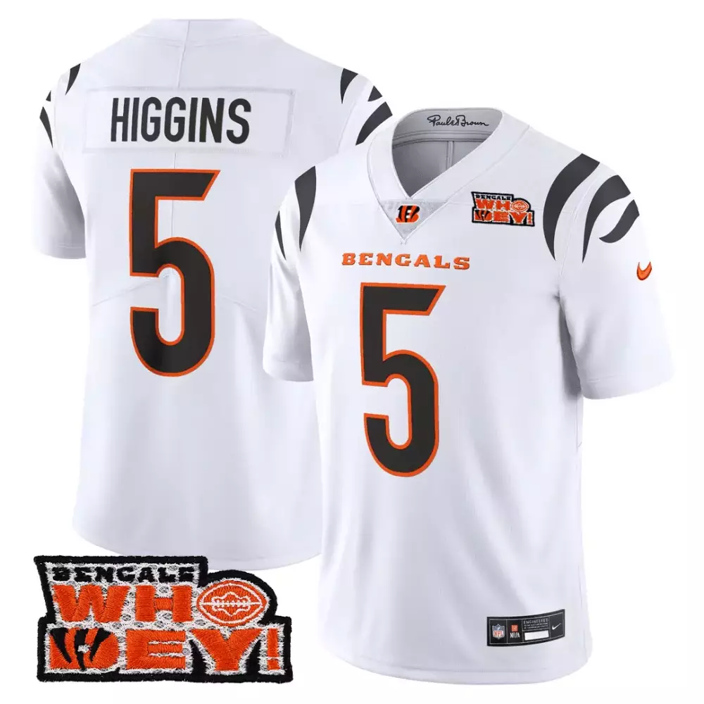 Chase Who 5 Bengals Jersey White Dey! Men Standard Black Orange All Stitched Vapor