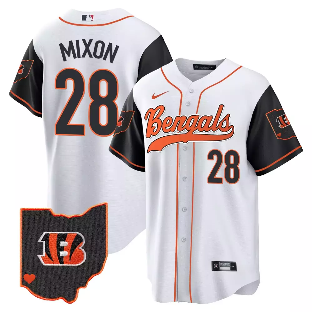 Joe Mixon 28 Bengals Jersey White Ohio Shape Heart Men Black Orange Rush All Stitched