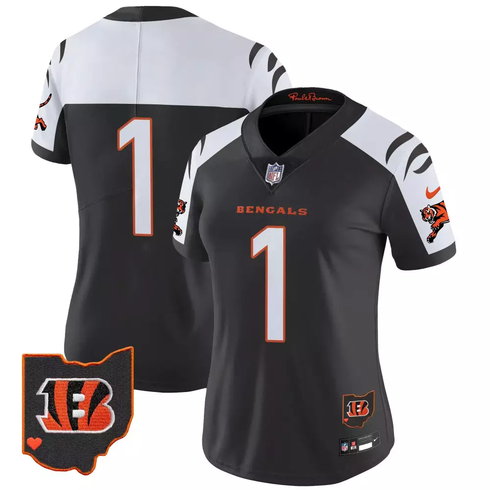 Ja'marr Chase 1 Jersey Black Paul Brown Cincinnati Bengals Ohio State Women Authentic