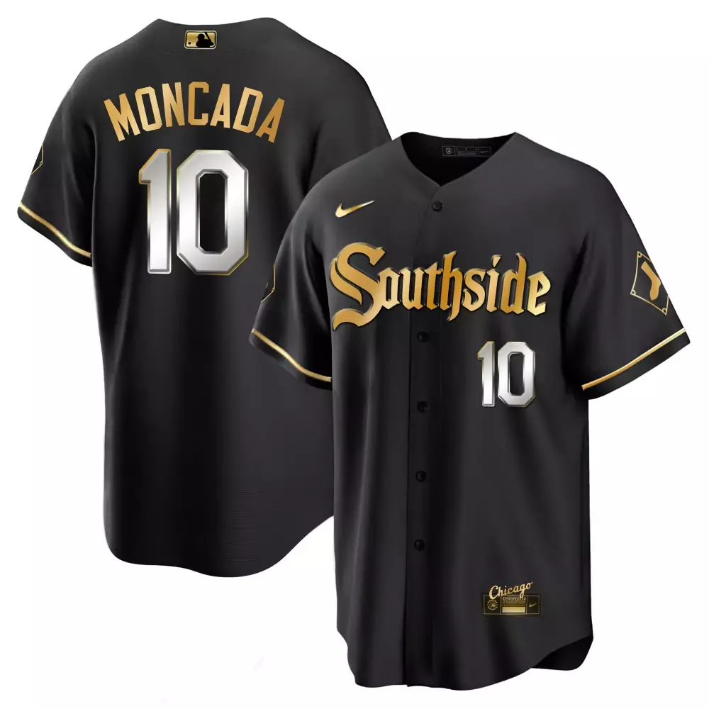 Yoan Moncada 10 Chicago White Sox Jersey Black Southside Men Gold Limited Cool Base