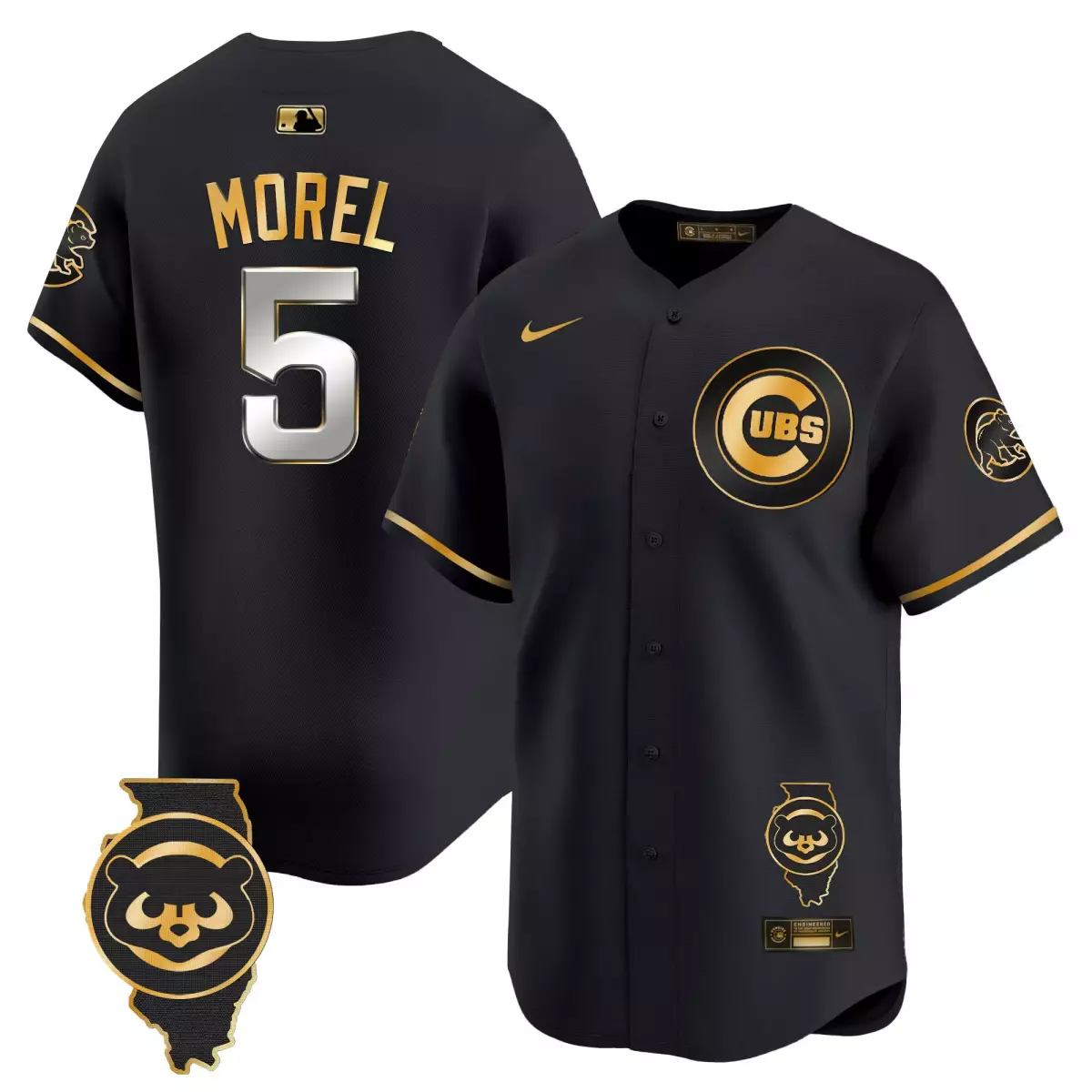 Christopher Morel 5 Cubs Jersey Black Illinois State Outline Men Gold Silver Vapor