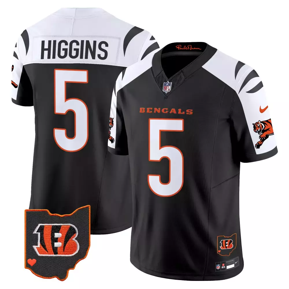 Tee Higgins 5 Bengals Jersey Black Ohio State Heart Men Jerseys White Orange Alternate