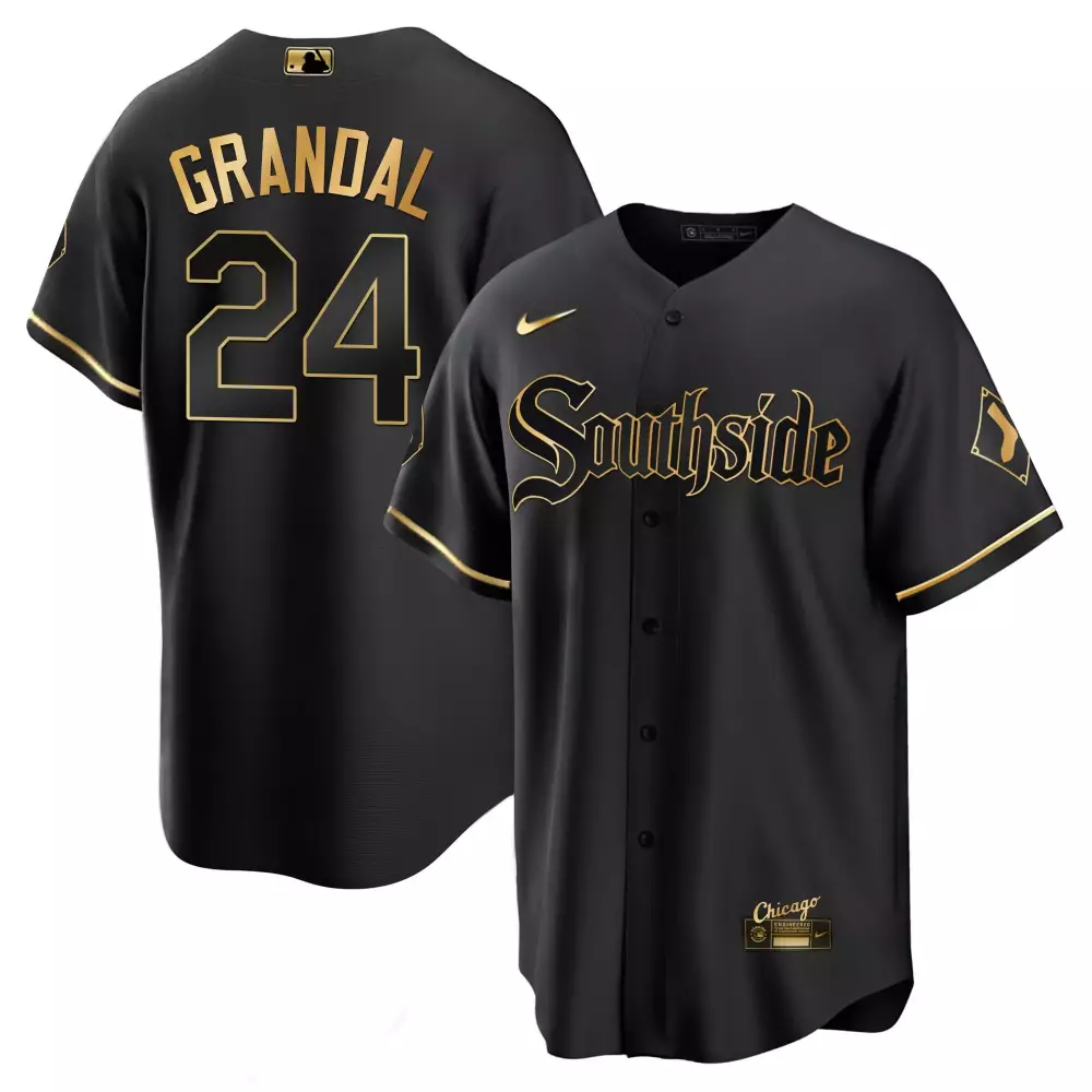 Yasmani Grandal 24 Jersey Black City Connect Chicago White Sox Men Gold Cool Limited