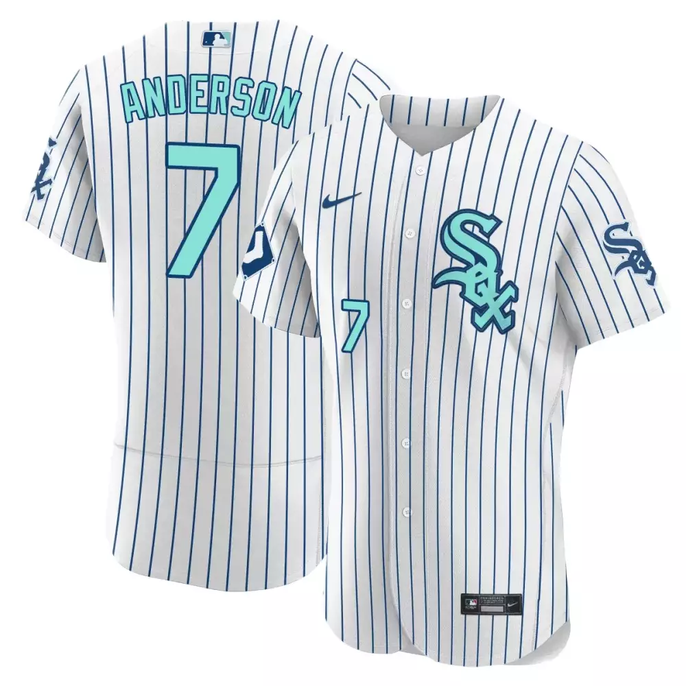 Tim Anderson 7 Chicago White Sox Jersey Men Blue Teal Flex Base Collection All Stitched
