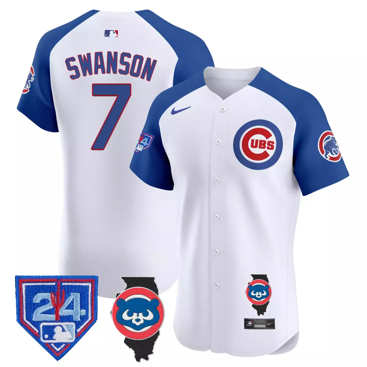 Swanson Training 7 Cubs Jersey White Illinois Outline Men Blue Red Vapor Premier