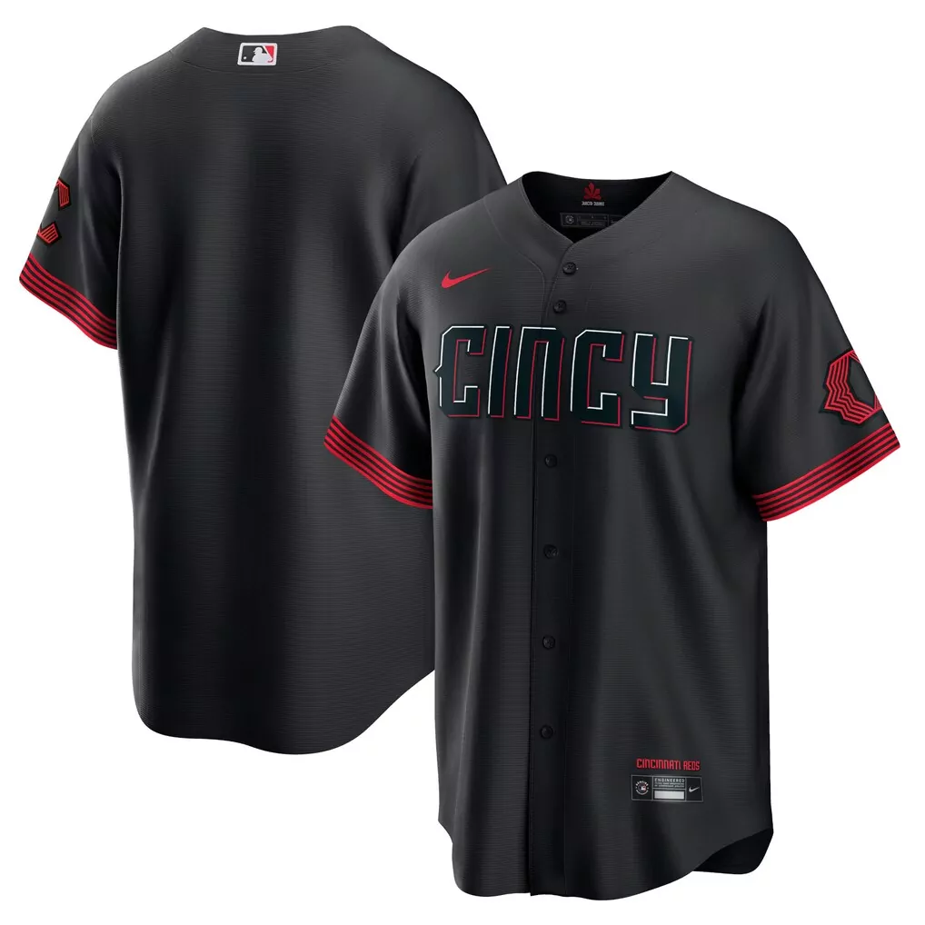 Custom Cincinnati Reds Jersey Black City Connect Men Red White Grey Replica