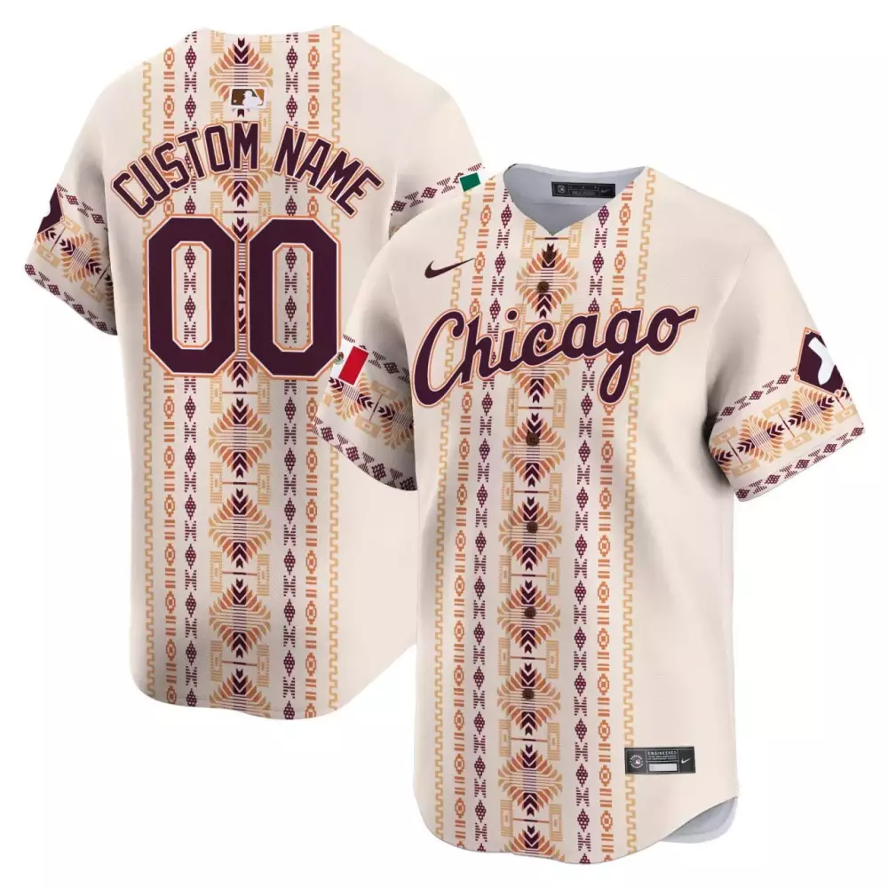 Custom Chicago Jersey Cream Día De Muertos Mexico Flag Design Maroon Tan Orange Vapor