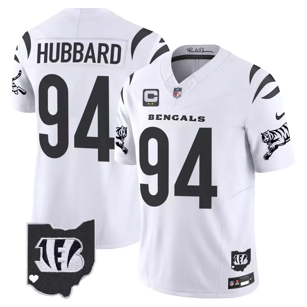 Sam Hubbard 94 Bengals Jersey White Pauley Brown Ohio Outline Men Alternate Black