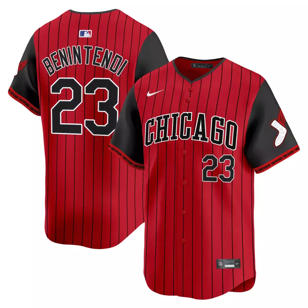 Andrew Benintendi 23 Jersey Red Chicago White Sox Men Alternate Split Design Black