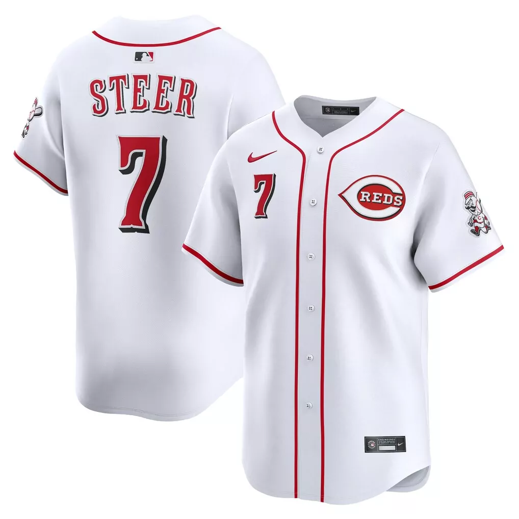 Spencer Steer 7 Reds Jersey White Cincinnati Mr. Redlegs Men Red Home Limited