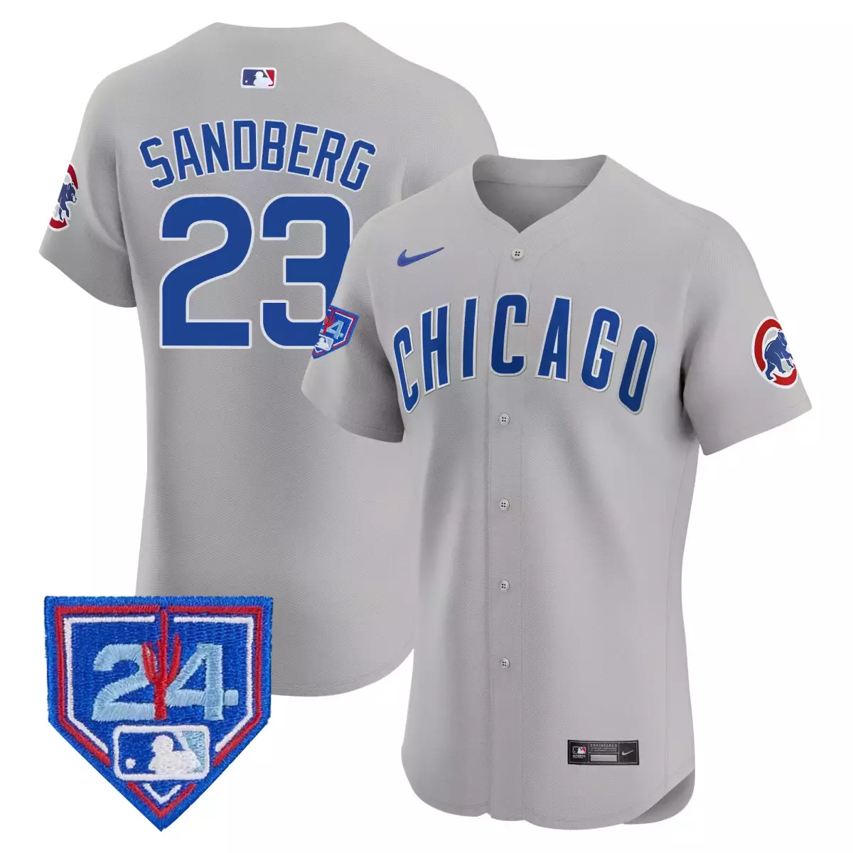 Sandberg Training 23 Chicago Cubs Jersey Gray Seasons Men Blue White Vapor Premier