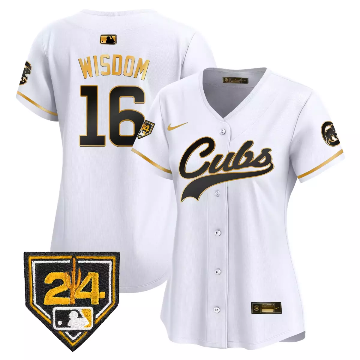 Wisdom Training 16 Cubs Jersey White 2024 City Connect Men Black Gold Vapor Premier