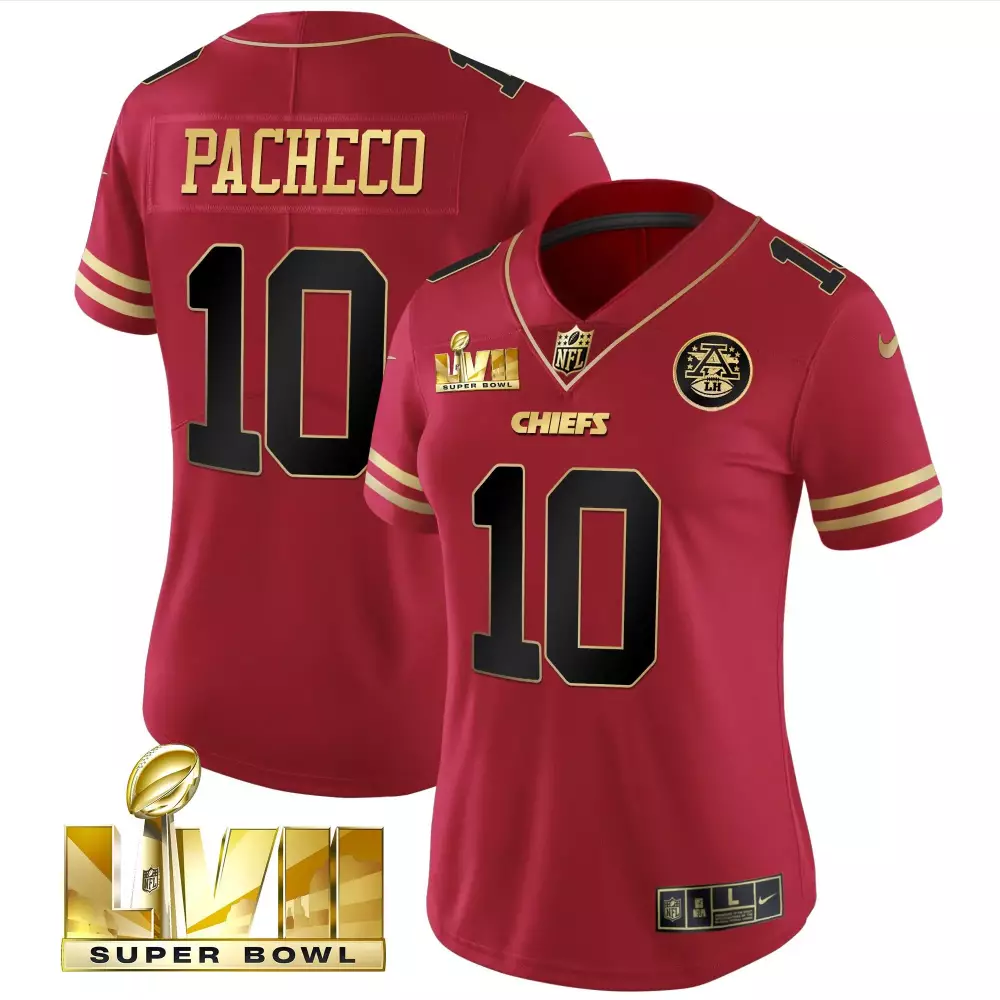 Pacheco Lvii 10 Chiefs Jersey Red Super Bowl 2023 Men Player Gold Black All Stitched