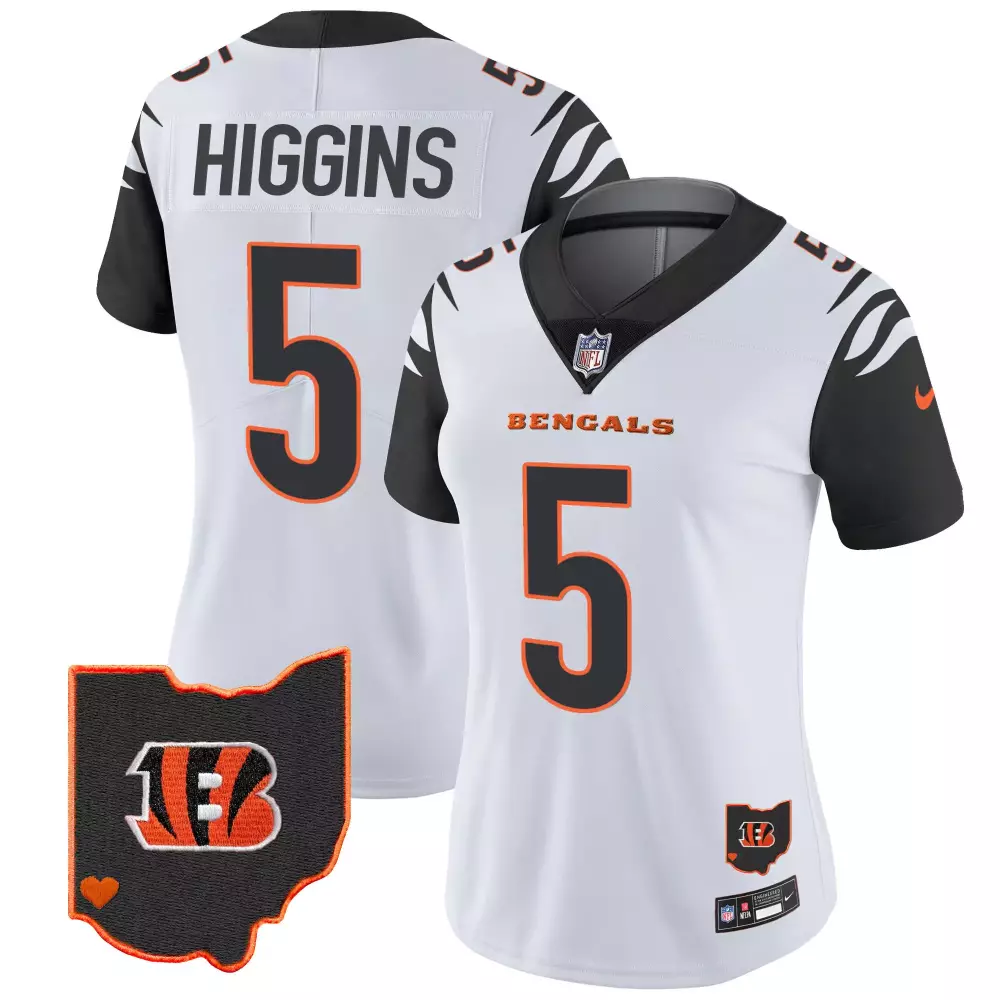 Higgins Ohio 5 Bengals Jersey White Women Replica Black Orange All Stitched Vapor