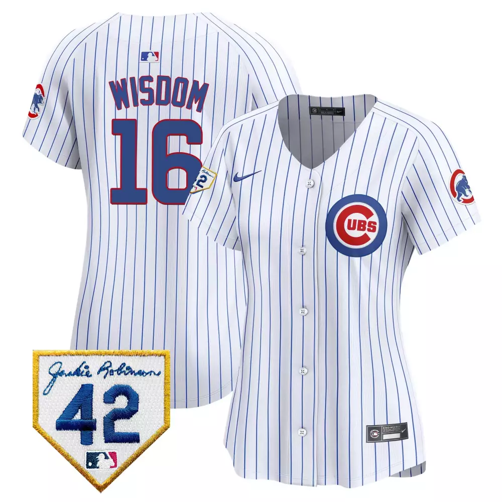 Patrick Wisdom 16 Cubs Jersey White Jackie Robinson 42 Men Blue Red Vapor Premier