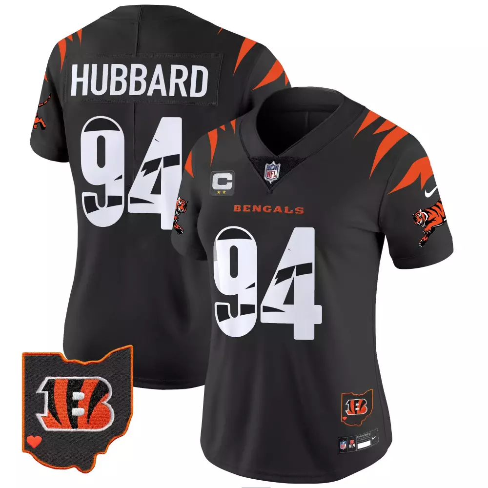Sam Hubbard 94 Bengals Jersey Black Ohio State Men Standard Orange White Vapor Limited