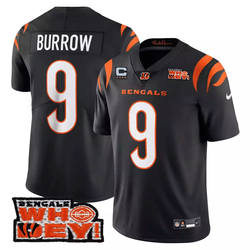 Joe Burrow 9 Bengals Jersey Black Who Dey Men Replica Orange White All Stitched Vapor