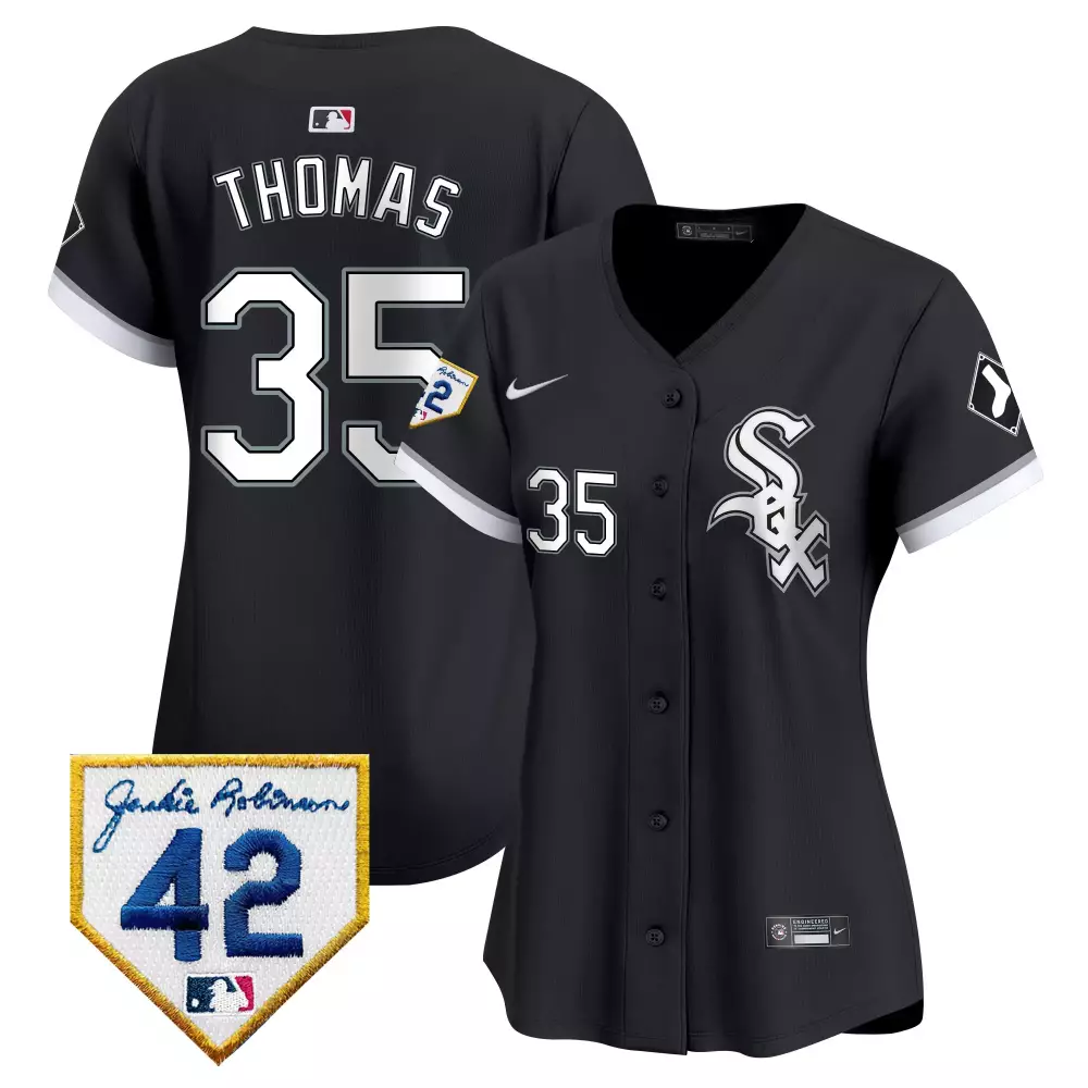 Frank Thomas 35 Chicago White Sox Jersey Black Jackie Robinson 42 Men Vapor Premier