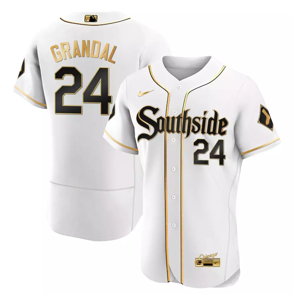 Yasmani Grandal 24 Jersey White City Connect Chicago Sox Engineered Men Black Gold