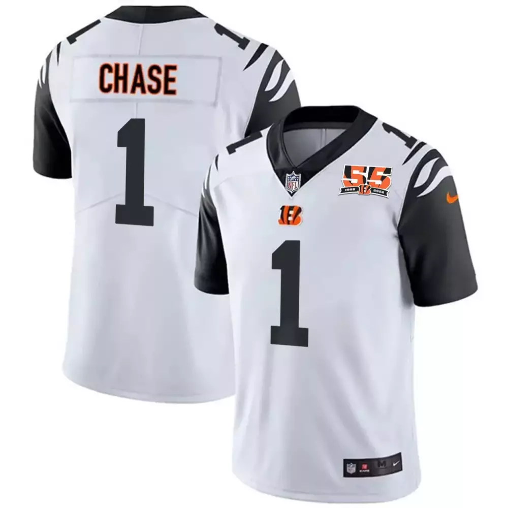 Ja'marr Chase 1 Bengals Jersey White Men Standard Alternate Black Orange Rush Anniversary