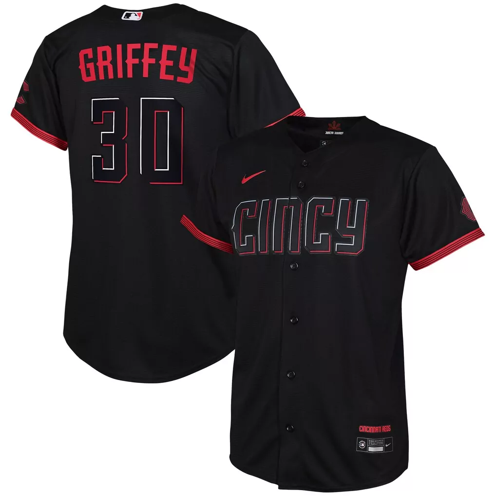 Ken Griffey 30 Cincinnati Reds Jersey Black Men Red White Replica