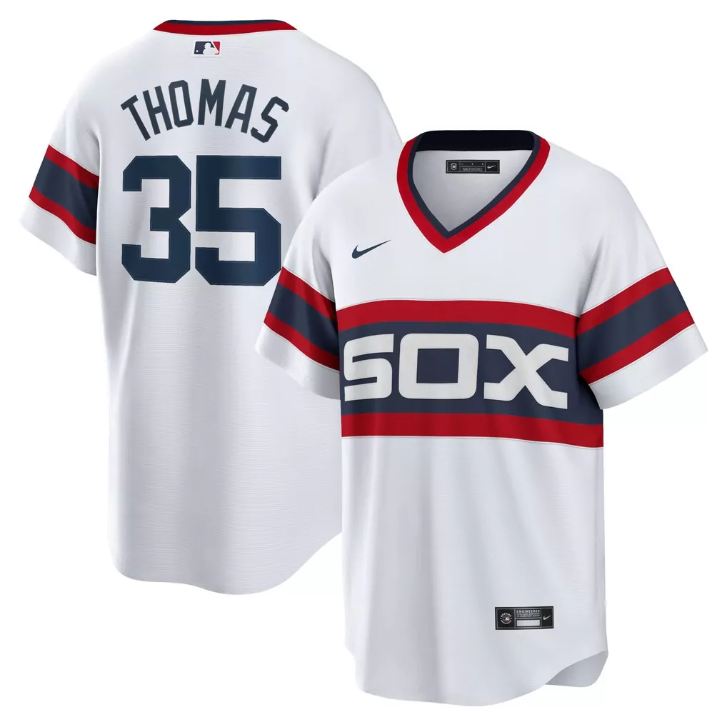 Frank Thomas 35 White Sox Jersey Men Navy Blue Red Home Cooperstown Collection