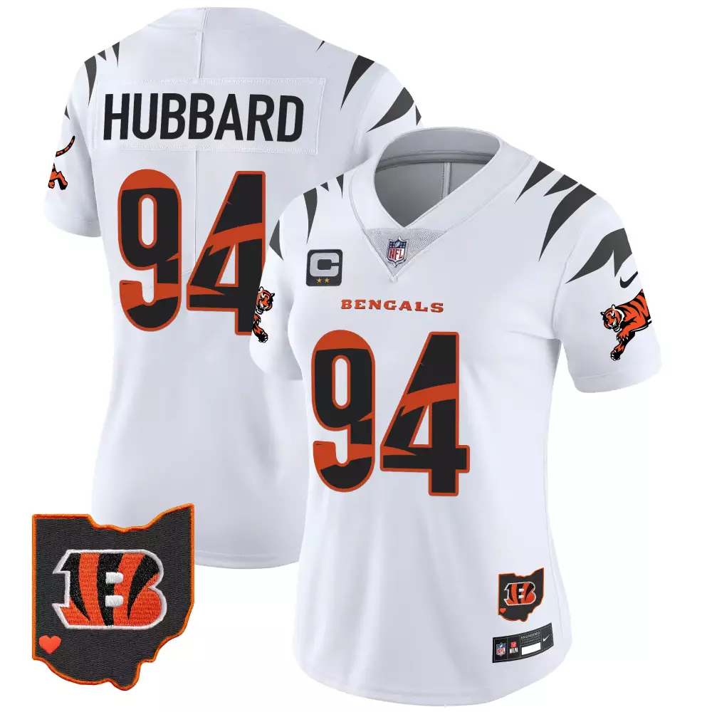 Sam Hubbard 94 Bengals Jersey White Ohio Women Standard Orange Black Vapor Limited