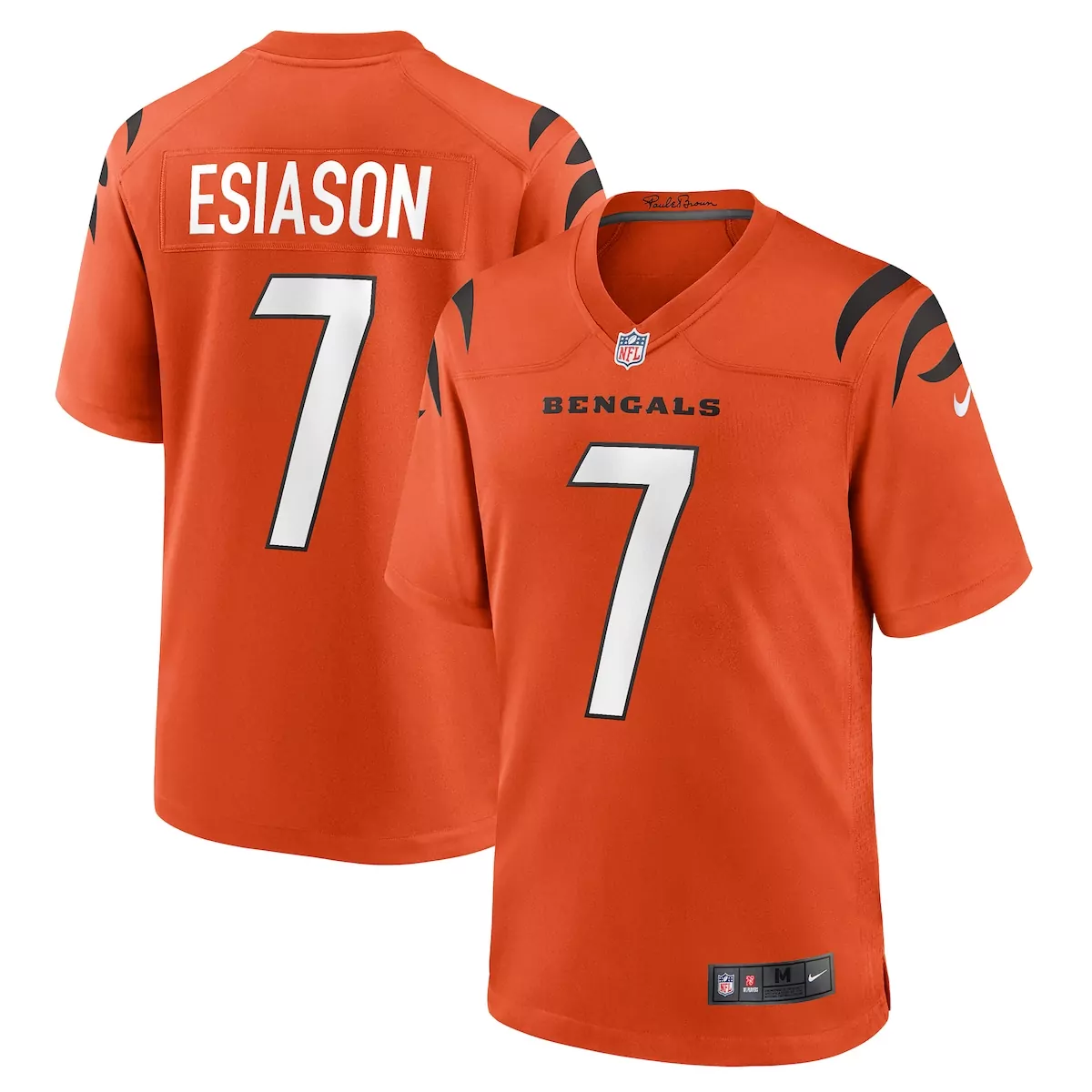 Boomer Esiason 7 Jersey Orange Cincinnati Bengals Men Replica Black White Retired