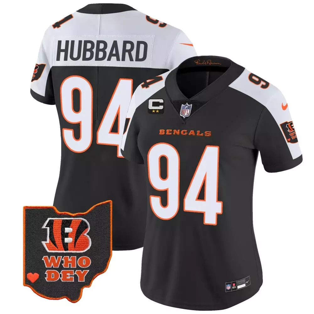 Sam Hubbard 94 Bengals Jersey Black Men Alternate White Orange Vapor Limited v2 All