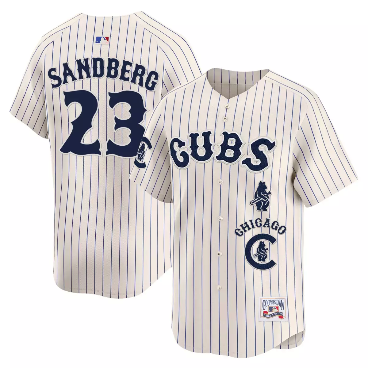 Sandberg Special 23 Cubs Jersey Cream Cooperstown Collection Men Navy Blue Vapor
