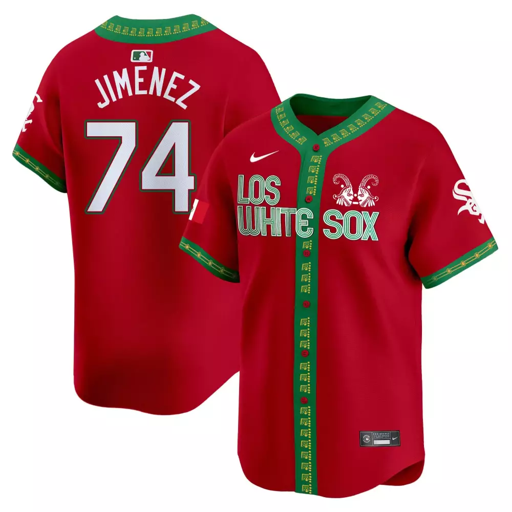 Eloy Jimenez 74 Los White Sox Jersey Red Mexico City Series Men Button-down Green