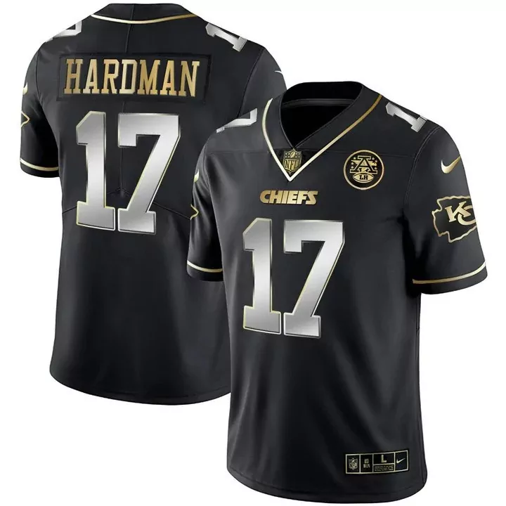Mecole Hardman 17 Chiefs Jersey Black Men Gold Silver All Stitched Vapor