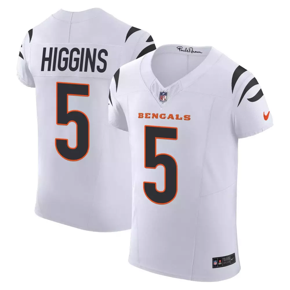 Tee Higgins 5 Bengals Jersey White Men Player Black Orange Vapor Elite All Stitched