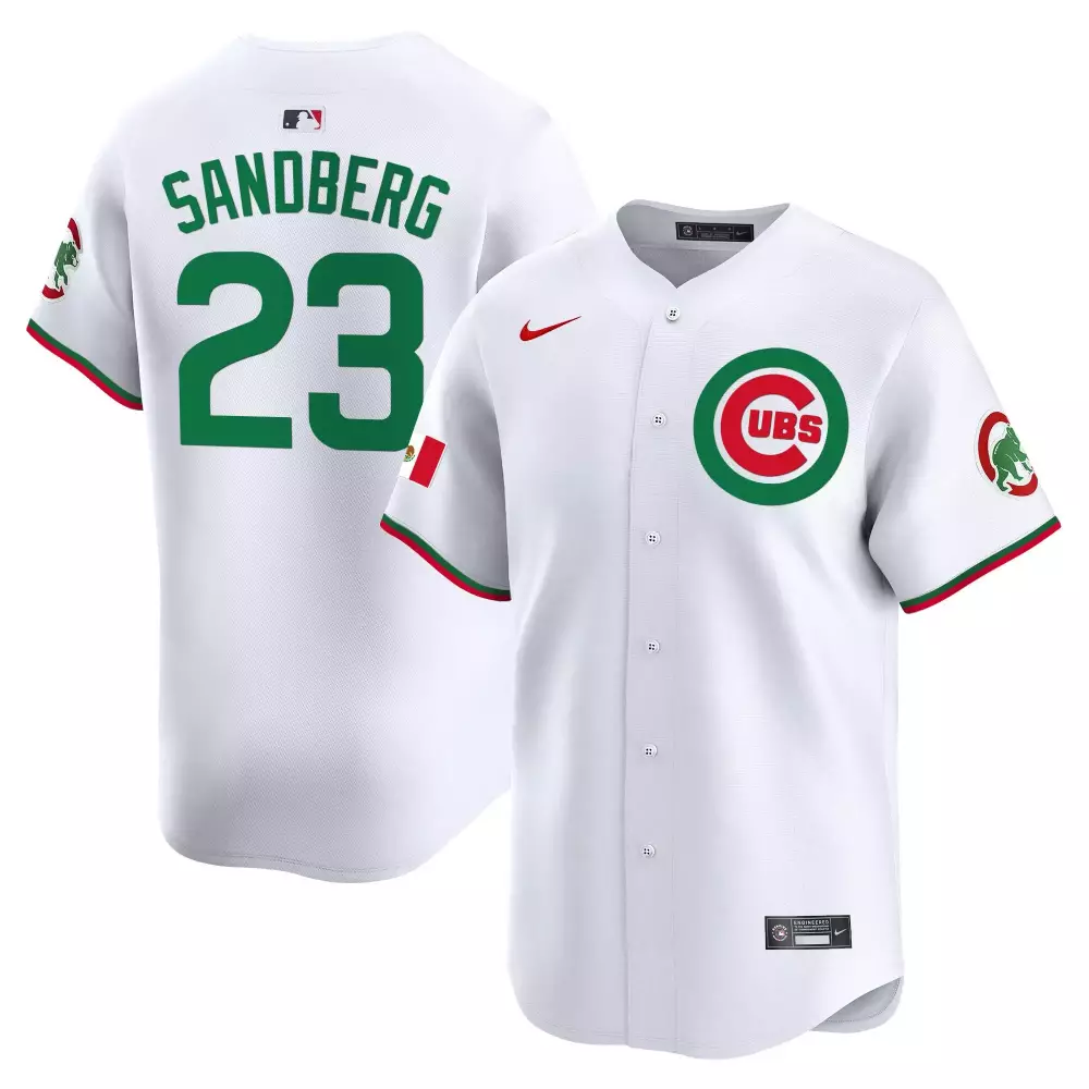 Ryne Sandberg 23 Cubs Jersey White Mexico Flag Men Green Red Vapor Premier Limited