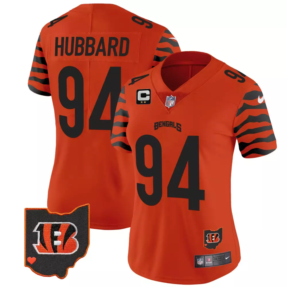 Sam Hubbard 94 Bengals Jersey Orange Ohio Women Replica Black Vapor Limited All Stitched