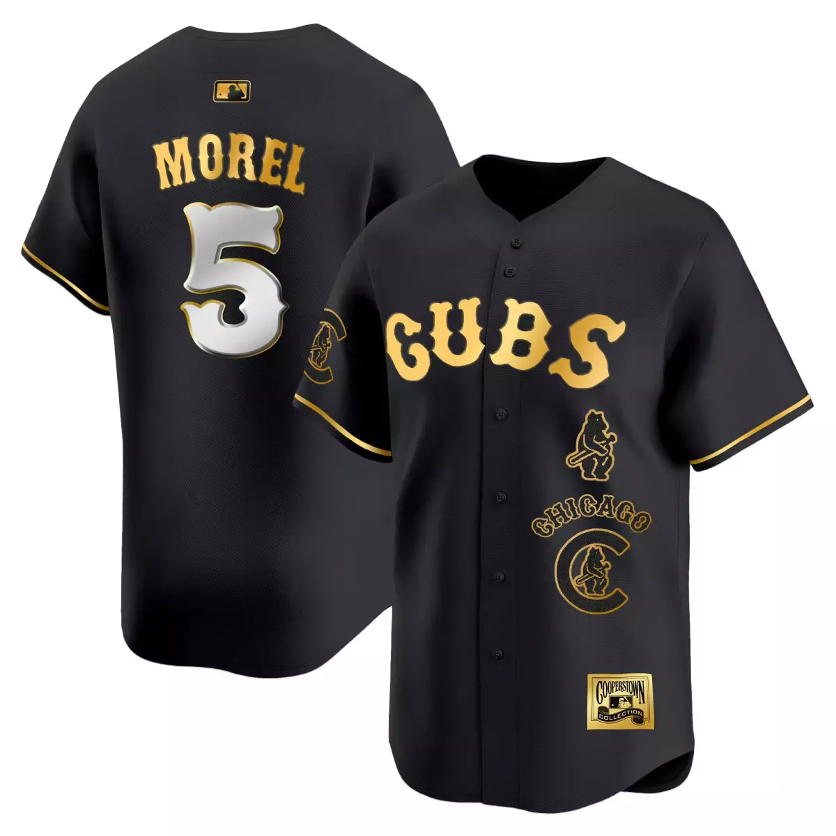 Morel Special 5 Cubs Jersey Black Cooperstown Collection Men Gold White Vapor Premier