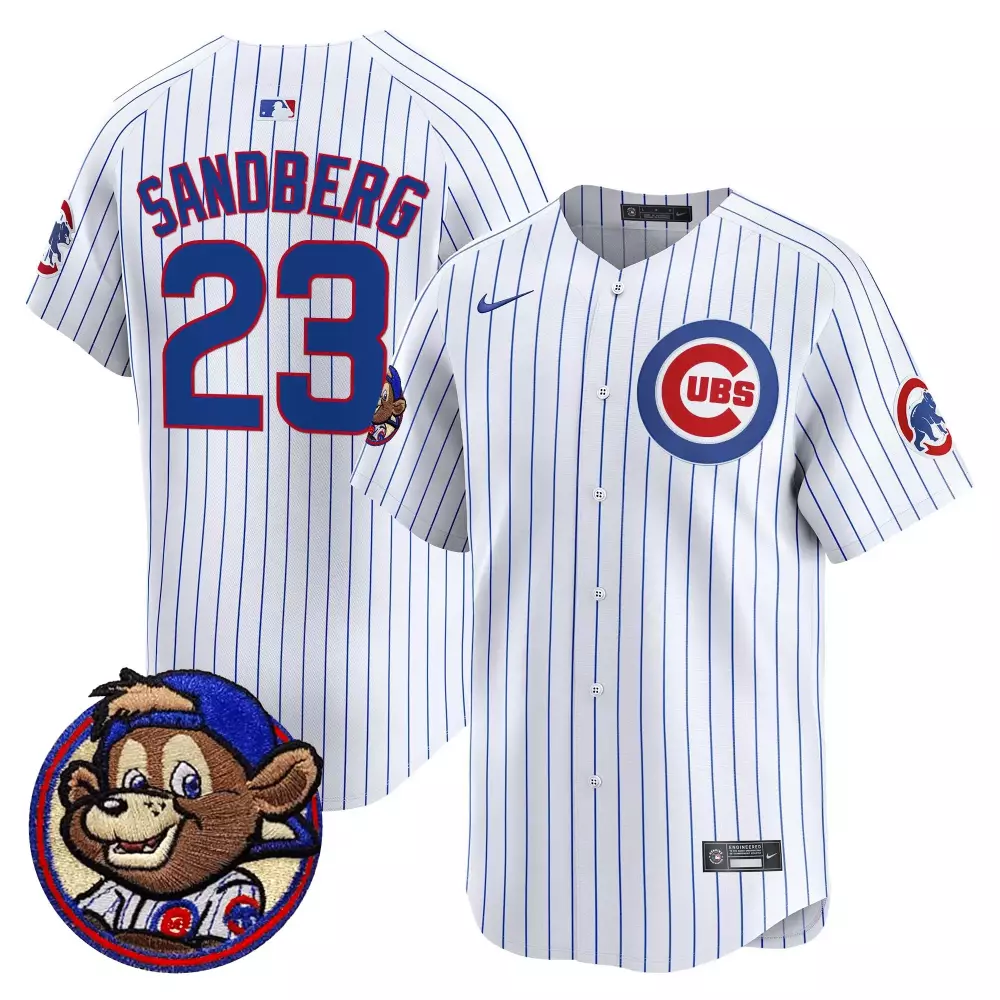 Ryne Sandberg 23 Cubs Jersey White Mascot Men Blue Red Vapor Stitched Embroidered