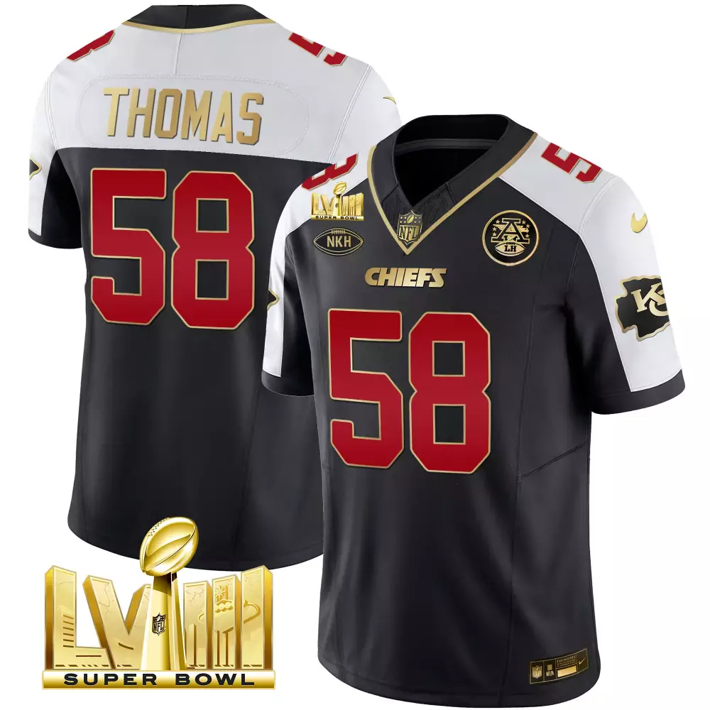 Derrick Thomas 58 Chiefs Jersey Black Super Bowl Lvii Nkh Men Red White Gold Alternate