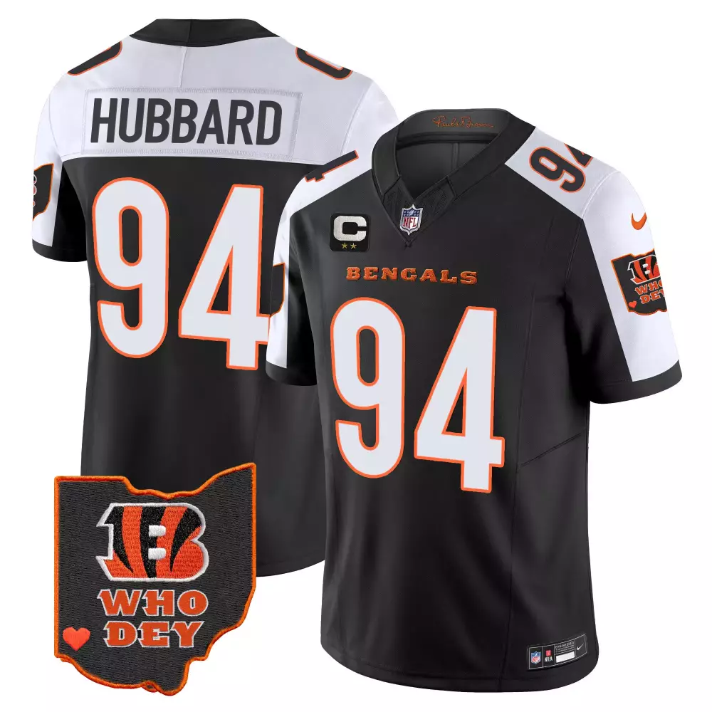 Sam Hubbard 94 Bengals Jersey Black Men White Orange Alternate Vapor Limited v2 All