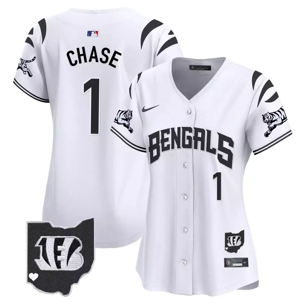 Ja'marr Chase 1 Bengals Jersey White Ohio Men Black Limited Vapor Premier All Stitched