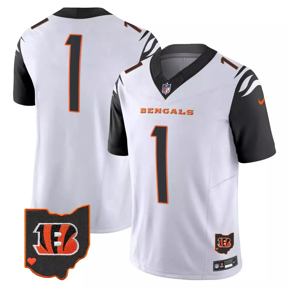 Joe Burrow 1 Bengals Jersey White City Connect Ohio State Heart Men Alternate Black