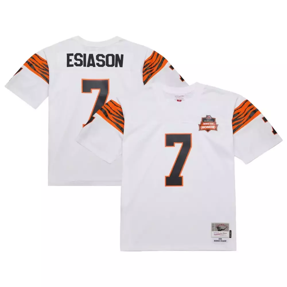 Boomer Esiason 7 Bengals Jersey White Ring Of Honor Bengal Men Black Orange Legacy
