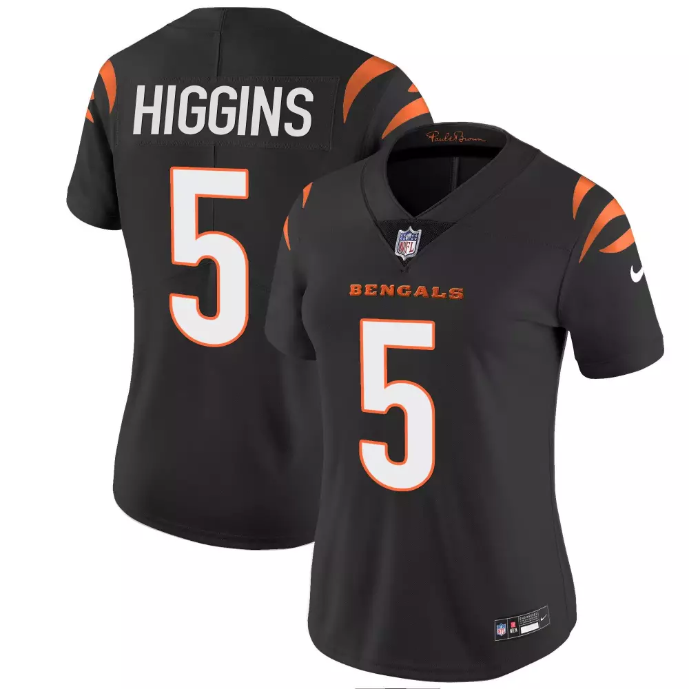 Tee Higgins 5 Bengals Jersey Black Women Player Orange White Vapor Limited All Stitched