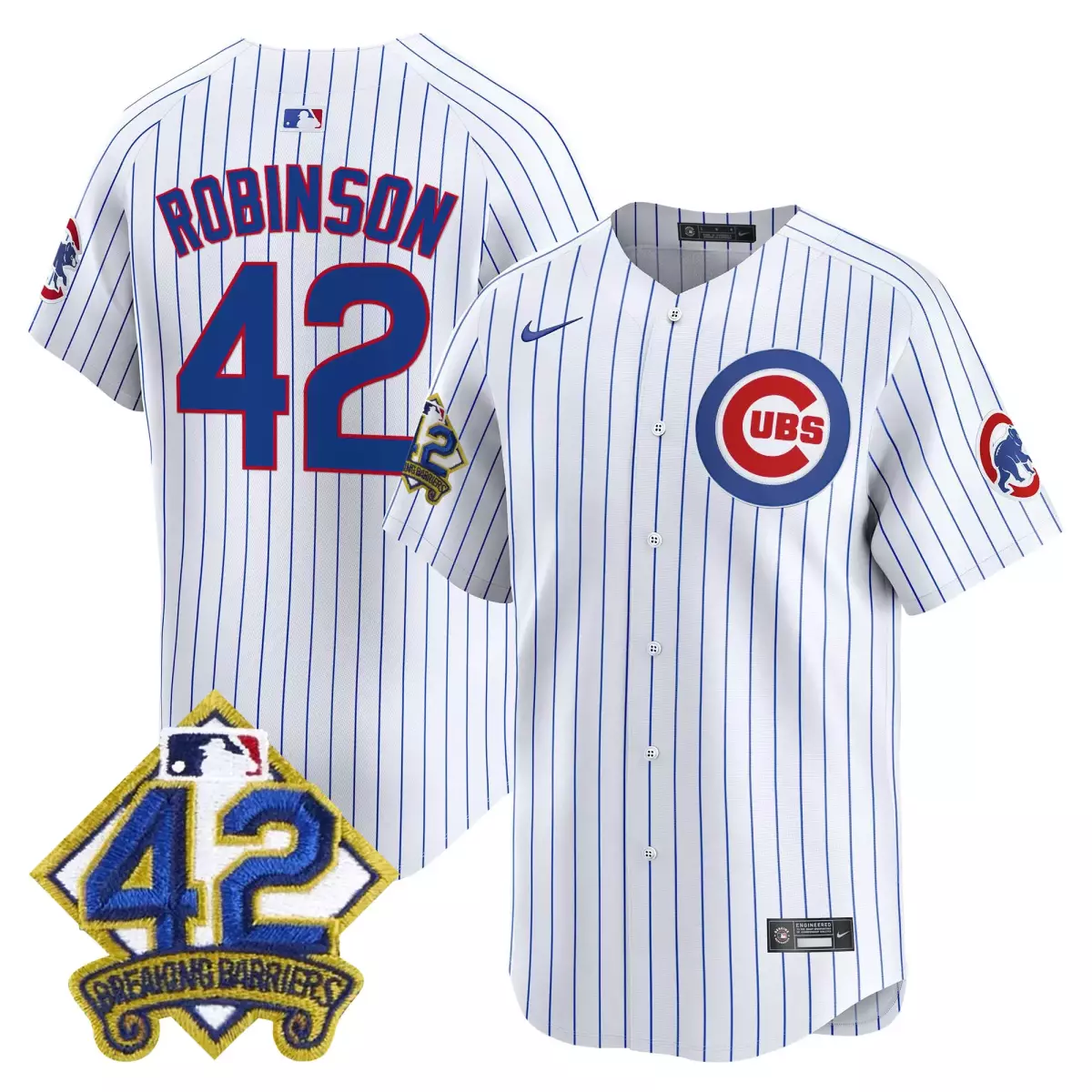 Robinson Jackie 42 Cubs Jersey White Breaking Barriers Men Blue Red Vapor Premier