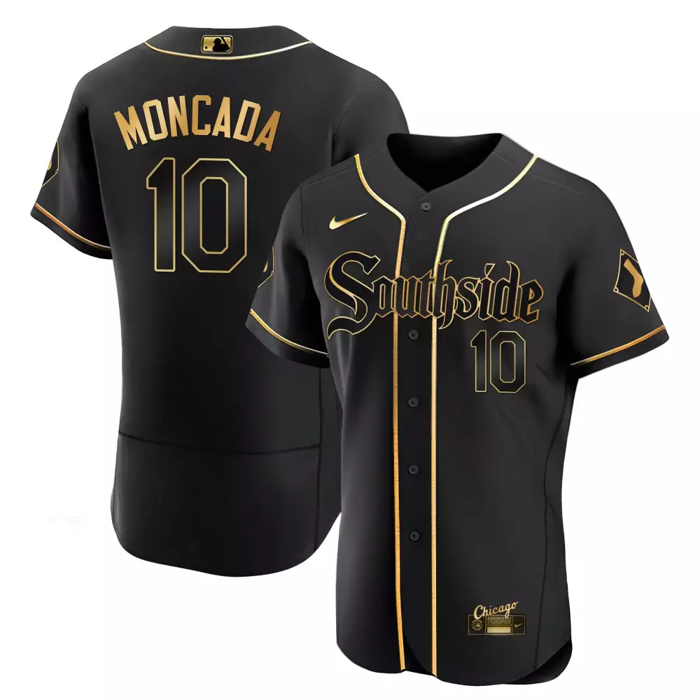 Yoan Moncada 10 Southside Jersey Black Men Gold Flex Limited All Stitched