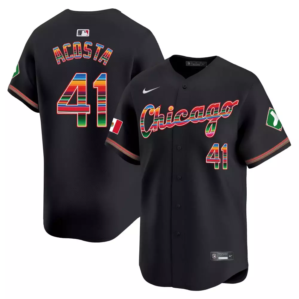 Cy Acosta 41 Chicago White Sox Jersey Black City Connect Mexico Flag Men Custom Design