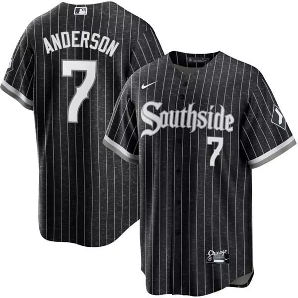 Tim Anderson 7 Chicago White Sox Jersey Black City Connect Men Split Design Grey