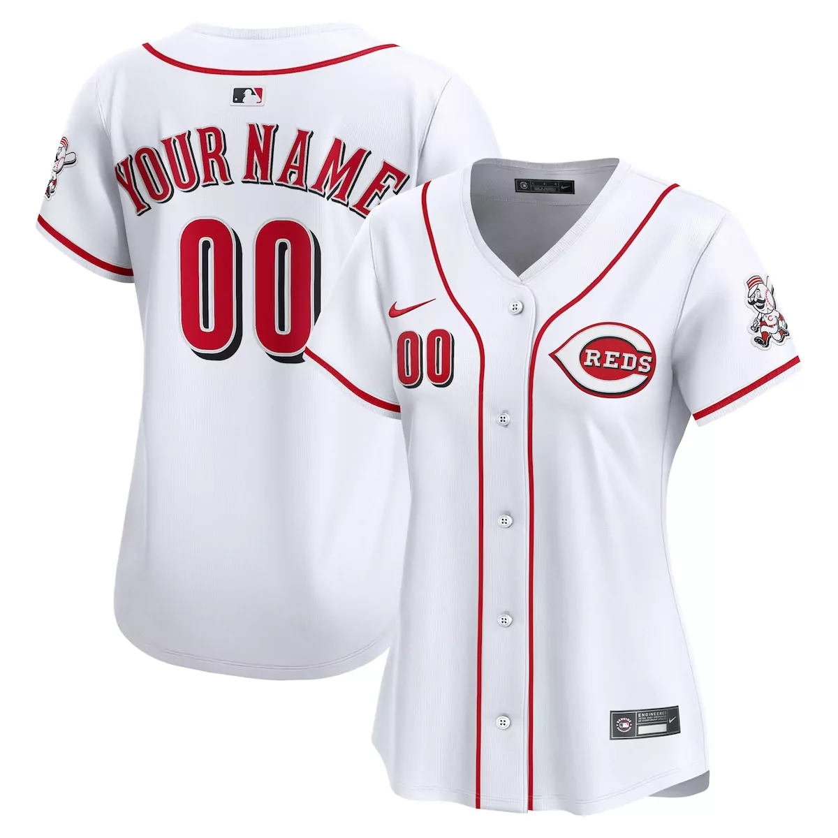 Custom Reds Jersey White Women Red Black Home Limited