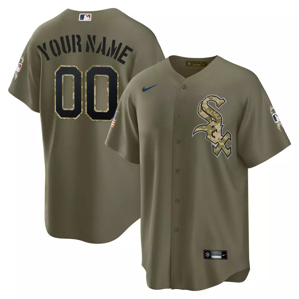 Custom Chicago White Sox Jersey Olive Armed Forces Day American Flag Team Men Design
